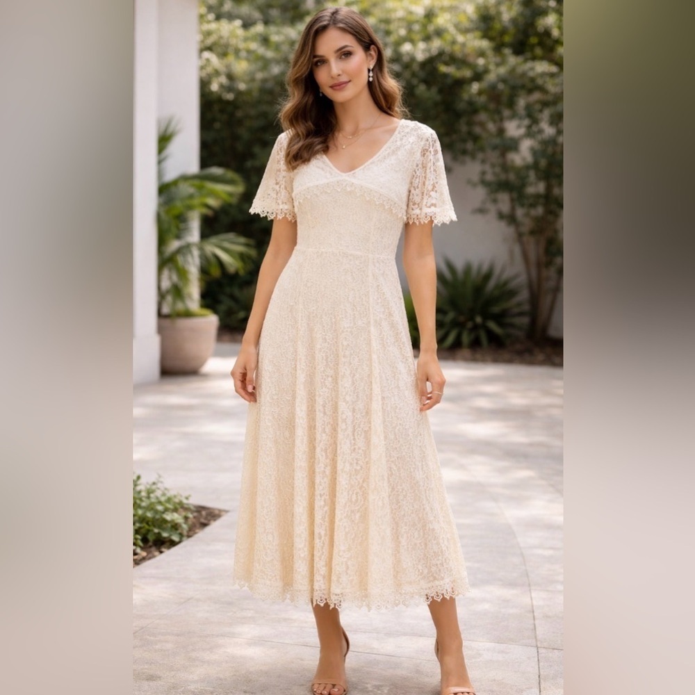Vintage Bari Protas Dress Lace Cream 12 Cachet